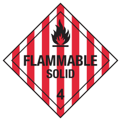 Flammable solid substances, self-decomposing substances, polymerizing substances and desensitized explosive substances